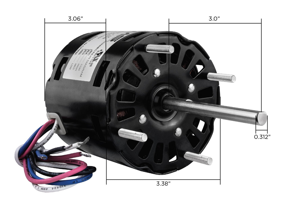 313224A (PEMS) | OEM Replacement Motor | 0.33 HP | 1 Phase | OAO | 1500/1300/1050 RPM | 115 Volts
