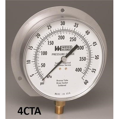 4CTA 0-300# 4L (Weiss) | Gauge 0-300# 4 Face W/ Flange | Standard Pressure Gauge | 1/4