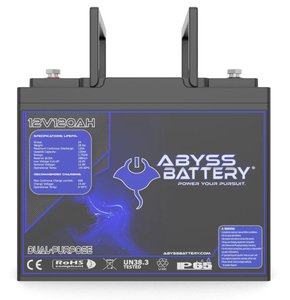 AB-12V120-BT - ABYSS® 12V 120Ah Dual Purpose Lithium Marine Battery