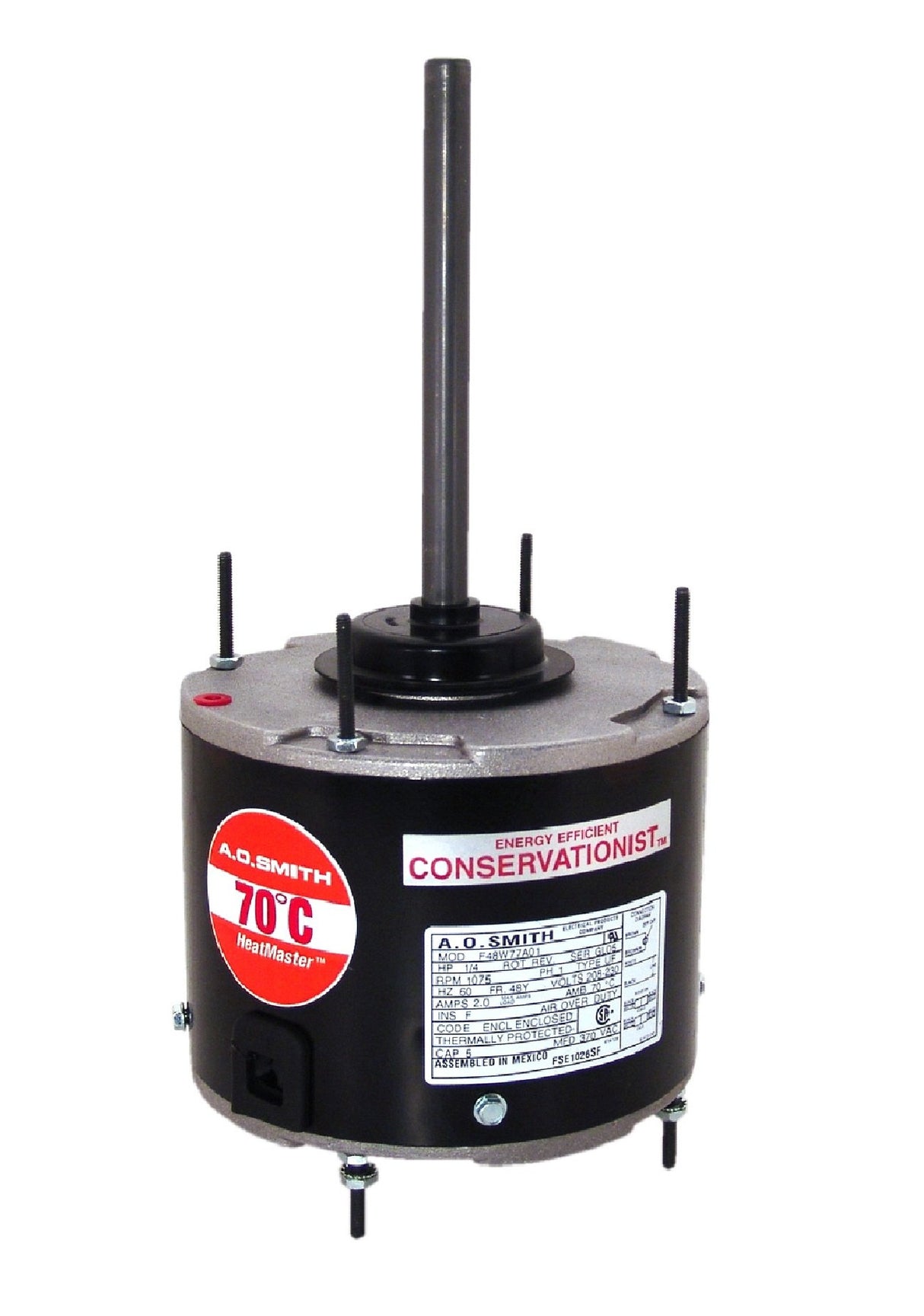 FE1028SF (Century) | Condenser Fan Motor | 0.25 HP | 1 Phase | TEAO | 825 RPM | 208-230 Volts