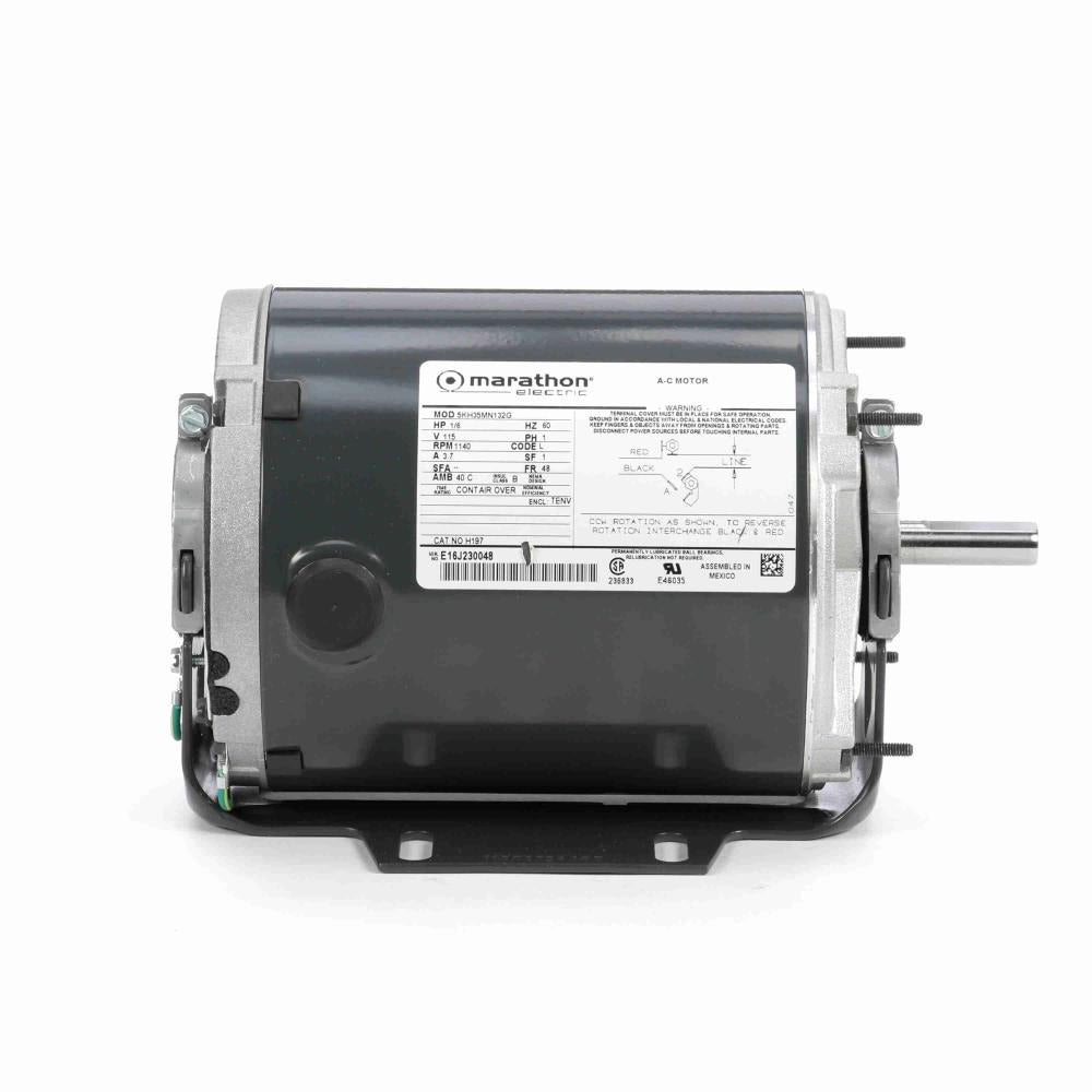 MH197 (Marathon) | Agricultural Fan Motor | 0.167 HP | 1 Phase | TENV | 1140 RPM | 115 Volts