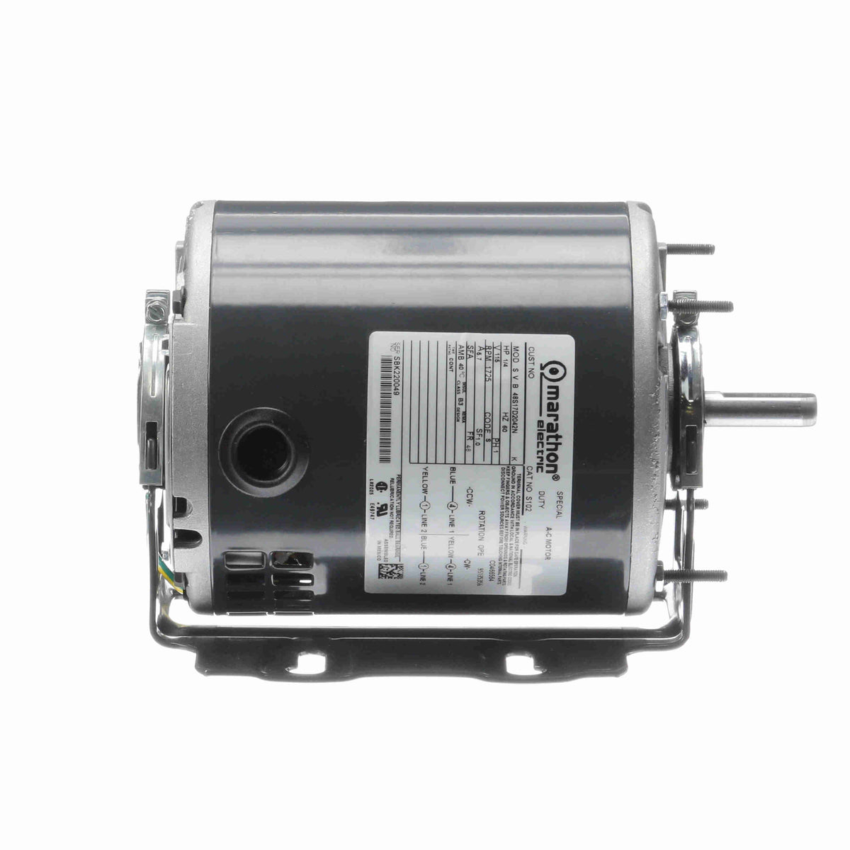 MS102 (Marathon) | General Purpose Motor | 0.25 HP | 1 Phase | ODP | 1725 RPM | 115 Volts