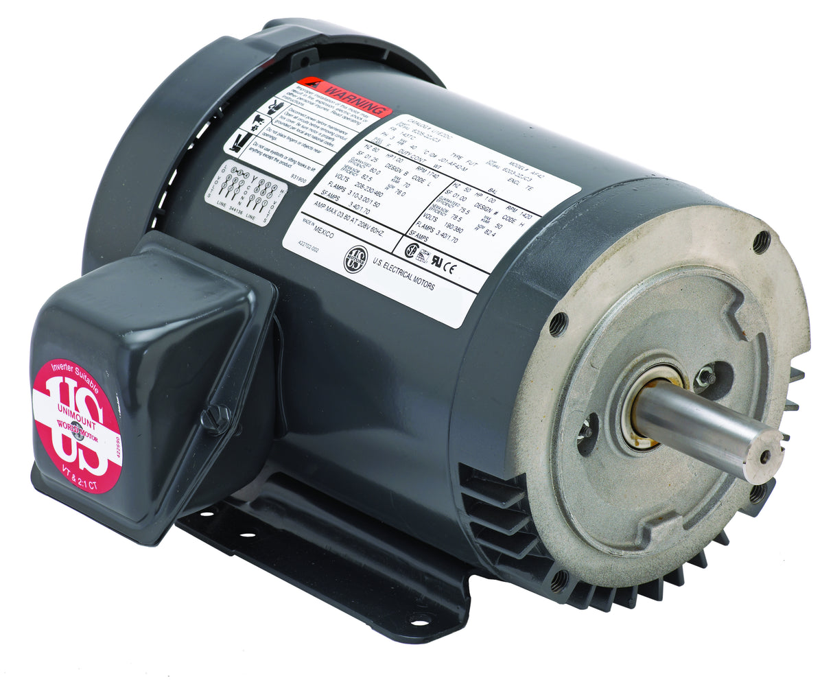U10P2D (US Motors/Nidec) | GeneralPurposeMotor | 10 HP | 3 Phase | TEFC | 1760 RPM | 208-230/460 Volts