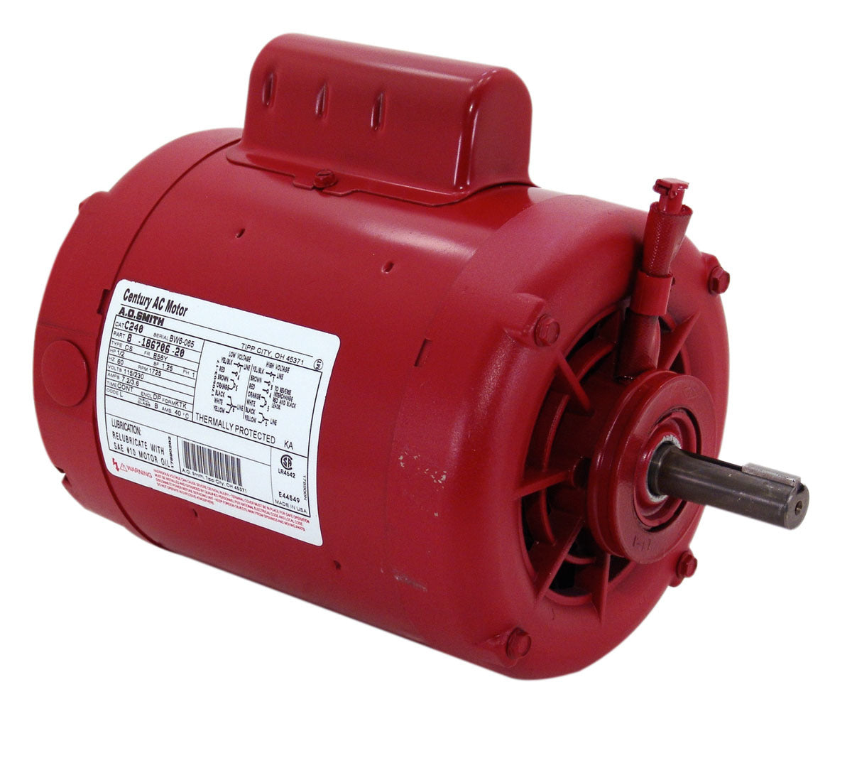 UC242 (Century) | Pump Motor | 0.5 HP | 1 Phase | ODP | 1725 RPM | 115/230 Volts