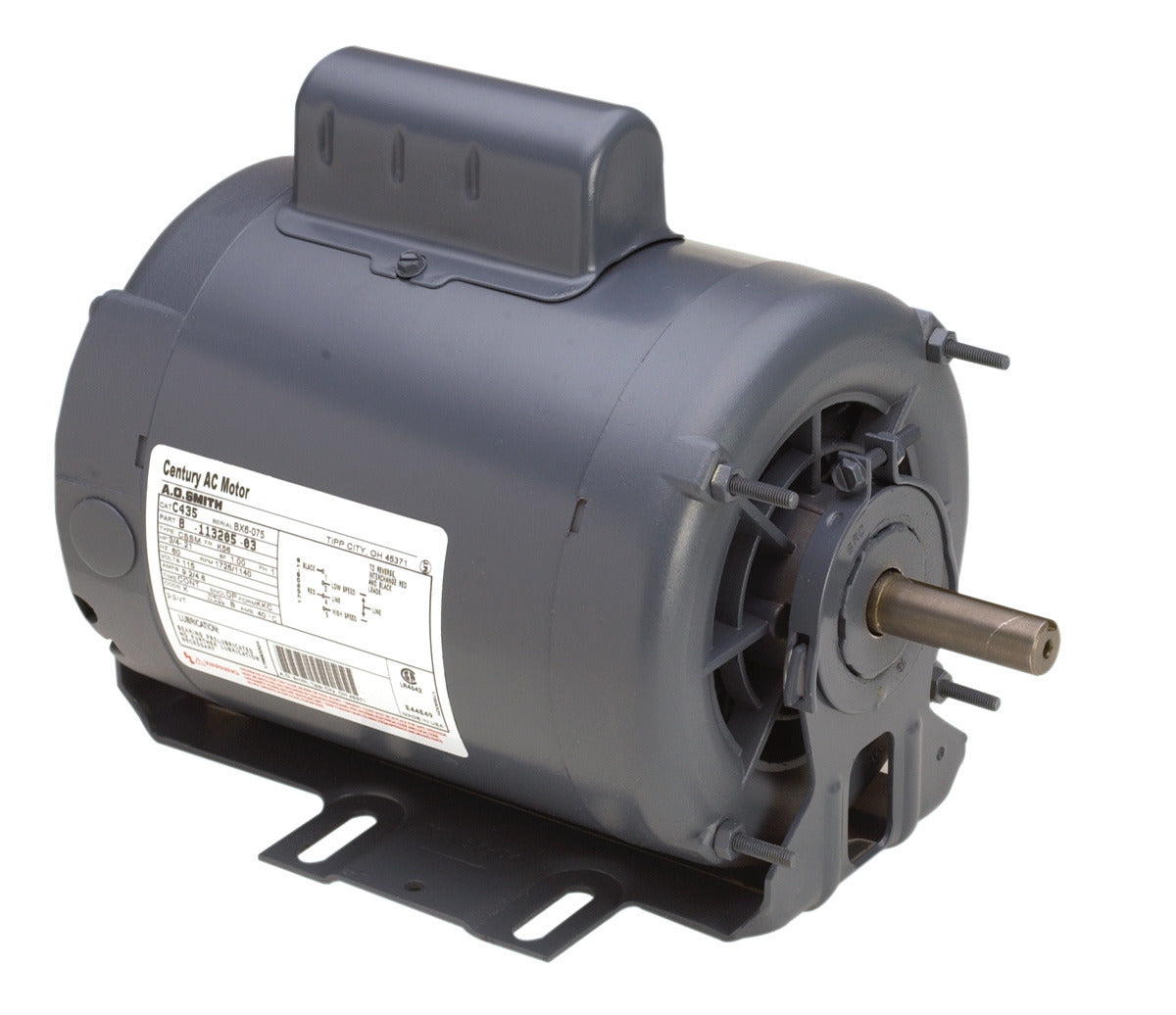 UC533 (Century) | Fan And Blower Motor | 0.75 HP | 1 Phase | ODP | 1725 RPM | 115 Volts