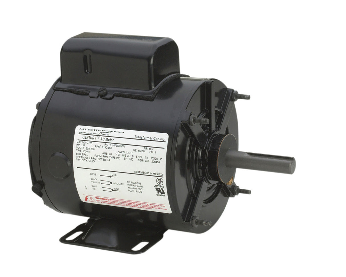 UC722A (Century) | Transformer Cooling Motor | 0.25 HP | 1 Phase | TEAO | 1140 RPM | 208-230 Volts