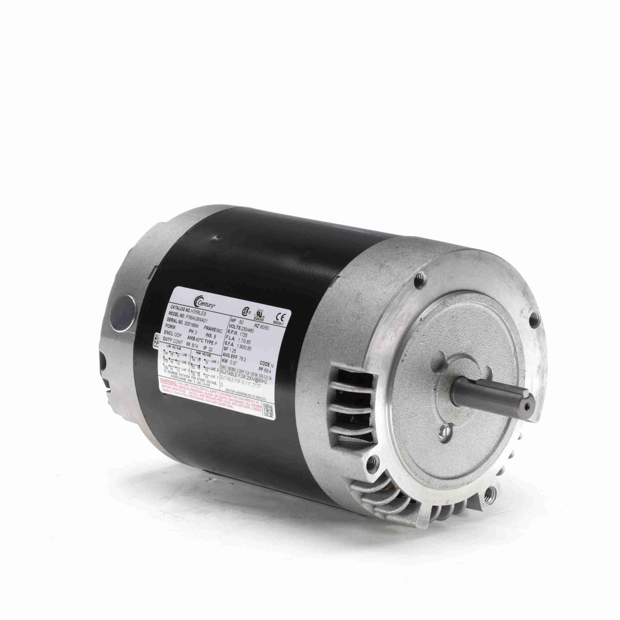 UH358LES (Century) | General Purpose Motor | 0.5 HP | 3 Phase | ODP | 1725 RPM | 230/460 Volts