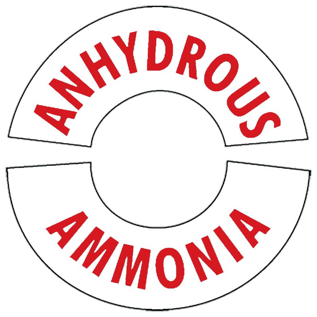 48235R (Mid America Graphics) Decal-Anhyd Amm 4 Curv Red Letrs On Wht
