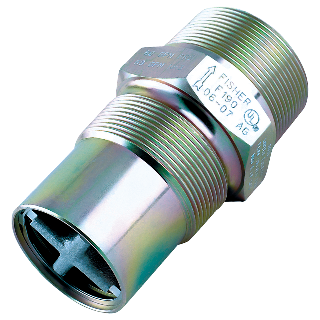 F190 (Fisher) Valve-Ex Flo 2 Mpt X 1-1/4 Fpt 80Gpm Stl