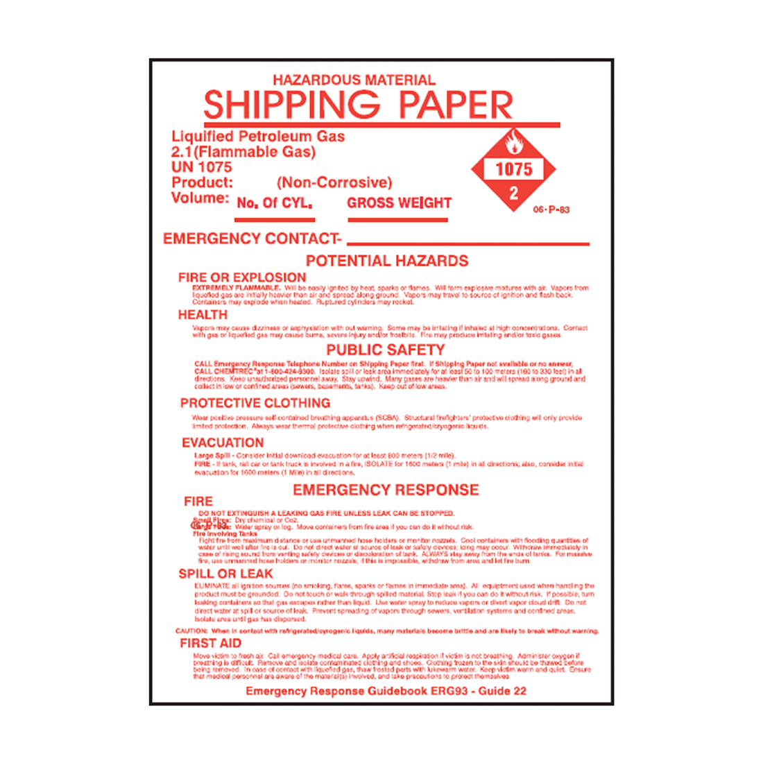 P83-CYL (Douglass) Papers-Shipping 1075 Cylinder Tanks