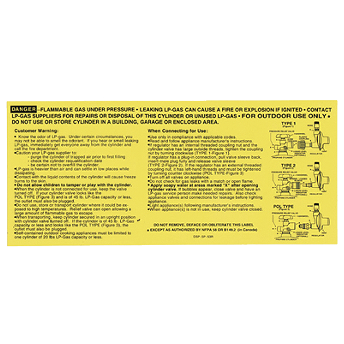 SP53R (Douglass) Decal-Vinyl Revised Nfpa Cyl Label