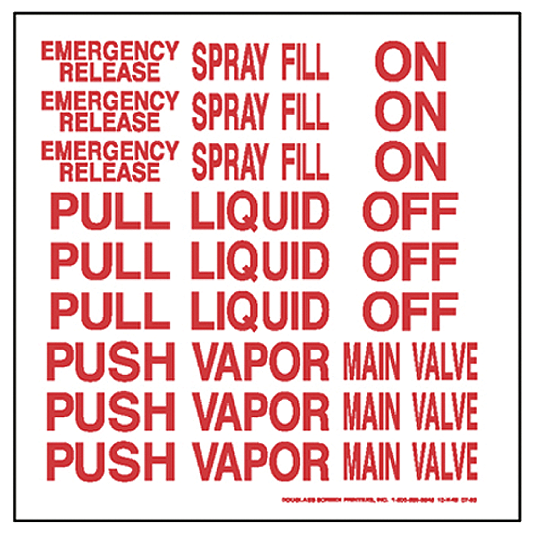 V45 (Douglass) Decal-Vinyl Id Label Set Bulk Trucks
