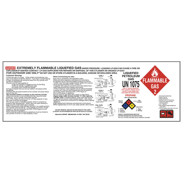 V56-R (Douglass) Decal-Vinyl Propane Hazard 4 Colors