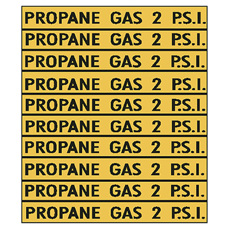 V62 (Douglass) Decal-Vinyl Propane Gas 2 Psi 10/Sheet