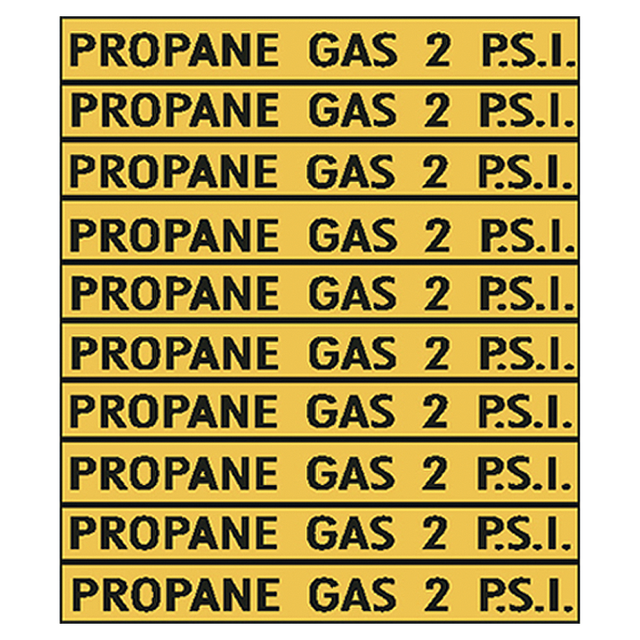 V62 (Douglass) Decal-Vinyl Propane Gas 2 Psi 10/Sheet