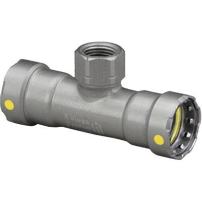 46650 (Megapress Fittings) | Tee 1-1/4 X 1 PRS X PRS X FPT (1) | Megapress Gas Fittings | Tee | PRS X PRS X FPT | 1-1/4 X 1 | Carbon