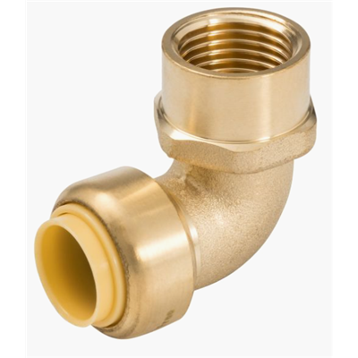 38384 (Zoomlockpush) | 1/2 X 1/2 FNPT Elbow Lead Free | Push Water Fittings | Elbow - 90 | Push x FPT | 1/2