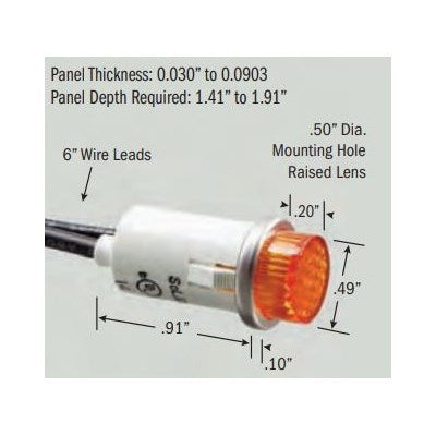 SL534165 (Selecta Switch) | 1/2 28V Amber Raised Lensselec | Wire
