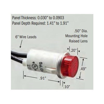 SL534154 (Selecta Switch) | 1/2 14V Red Raised Lens | Wire
