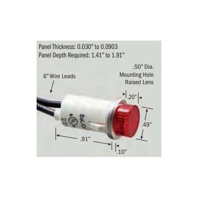 SL532155 (Selecta Switch) | 1/2 28V Red Flush Lens | Wire