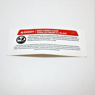 Yardbird (23725) - Decal Warning Keep Hands Clear En Fr
