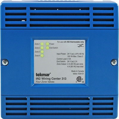 313 (Tekmar) | TN2 Wiring Center 4 Zone Valve