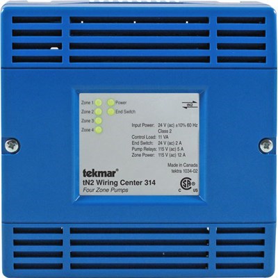 314 (Tekmar) | TN2 Wiring Center 4 Zone Pumps
