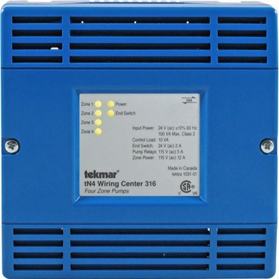 316 (Tekmar) | TN4 Wiring Center 4 Zone Pumps