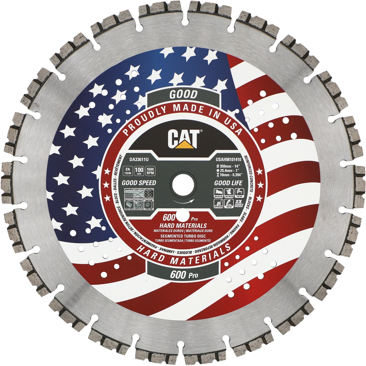DA33611U (CAT Diamond) | 600 Pro - Hard Materials Turbo Segmented Diamond Blade
