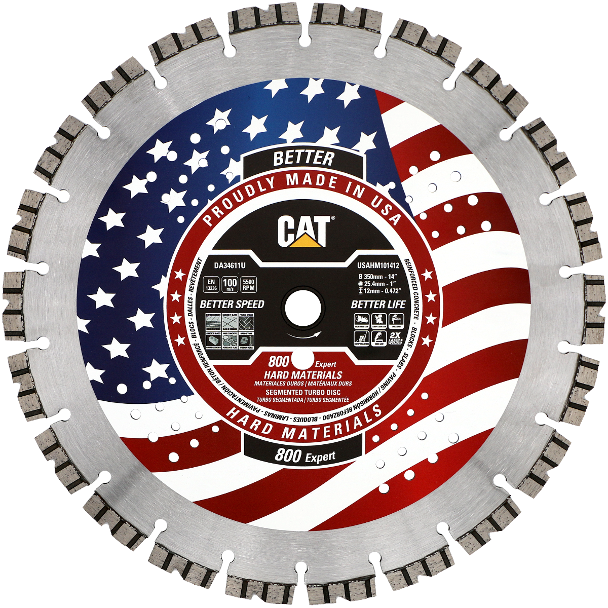DA34611U (CAT Diamond) | 800 Expert - Hard Materials Turbo Segmented Diamond Blade