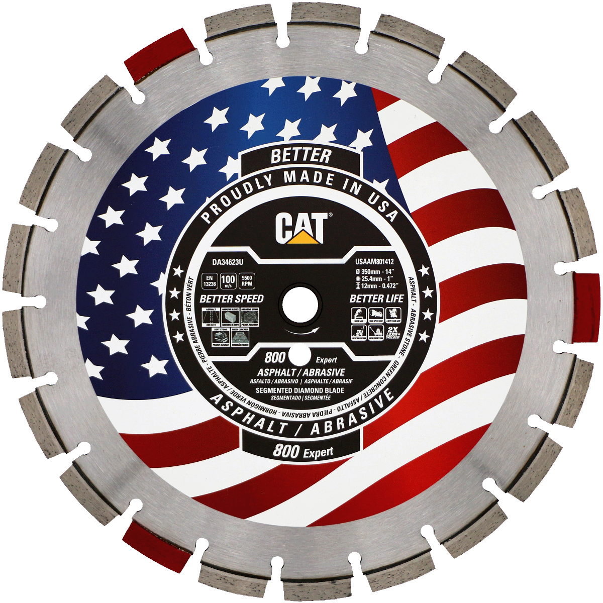 DA34623U (CAT Diamond) | 800 Expert - Hard Materials Turbo Segmented Diamond Blade