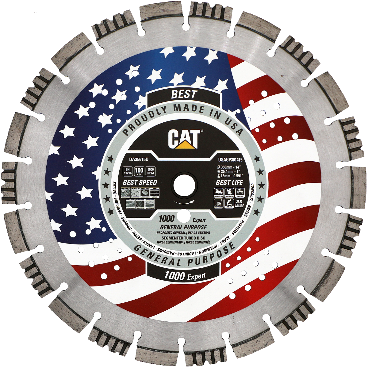 DA35615U (CAT Diamond) | 1000 Expert - Hard Materials Turbo Segmented Diamond Blade
