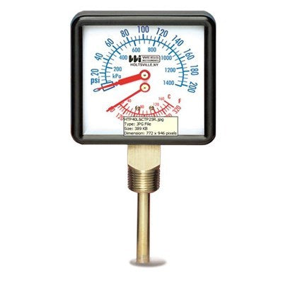 CTP40L (Weiss) | Tridicator 0-75# 60-260F 1/2 Bottom | Tridicators (Temp/Press)