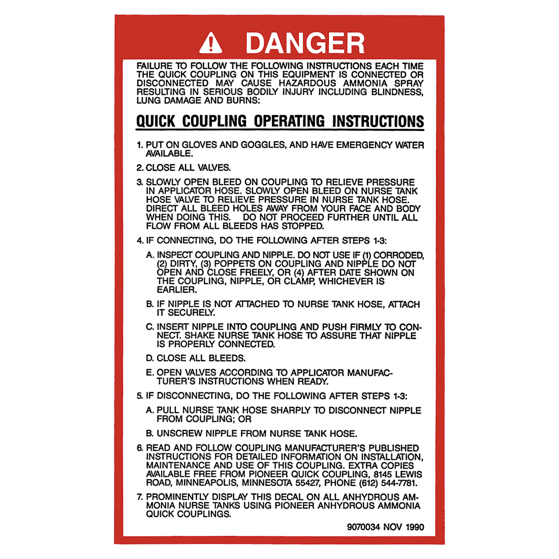 9070034 | Decal-Nh3 Qck Coupling Operator Inst