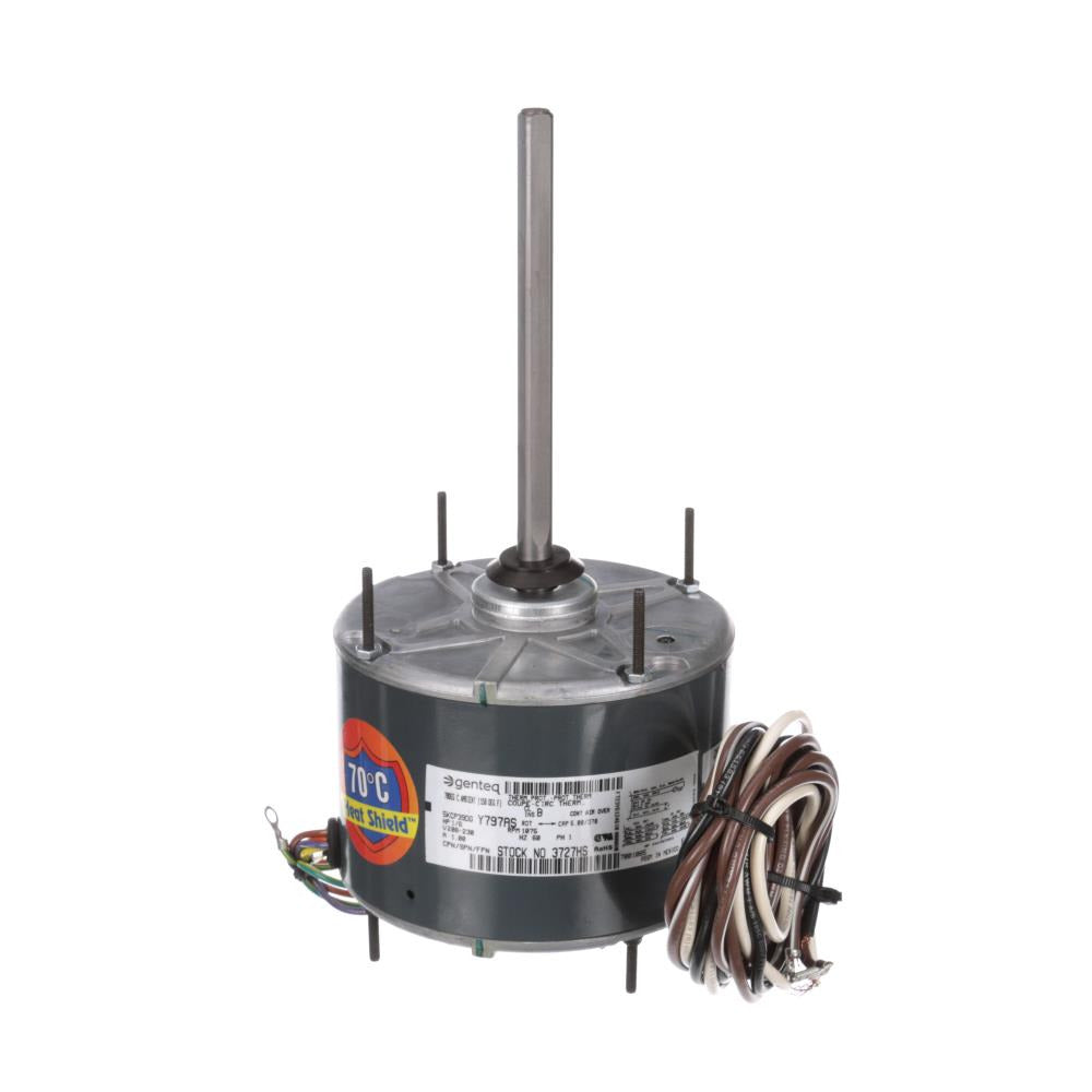 G3727HS (Genteq) | Condenser Fan Motor | 0.17 HP | 1 Phase | TEAO | 1075 RPM | 208-230 Volts