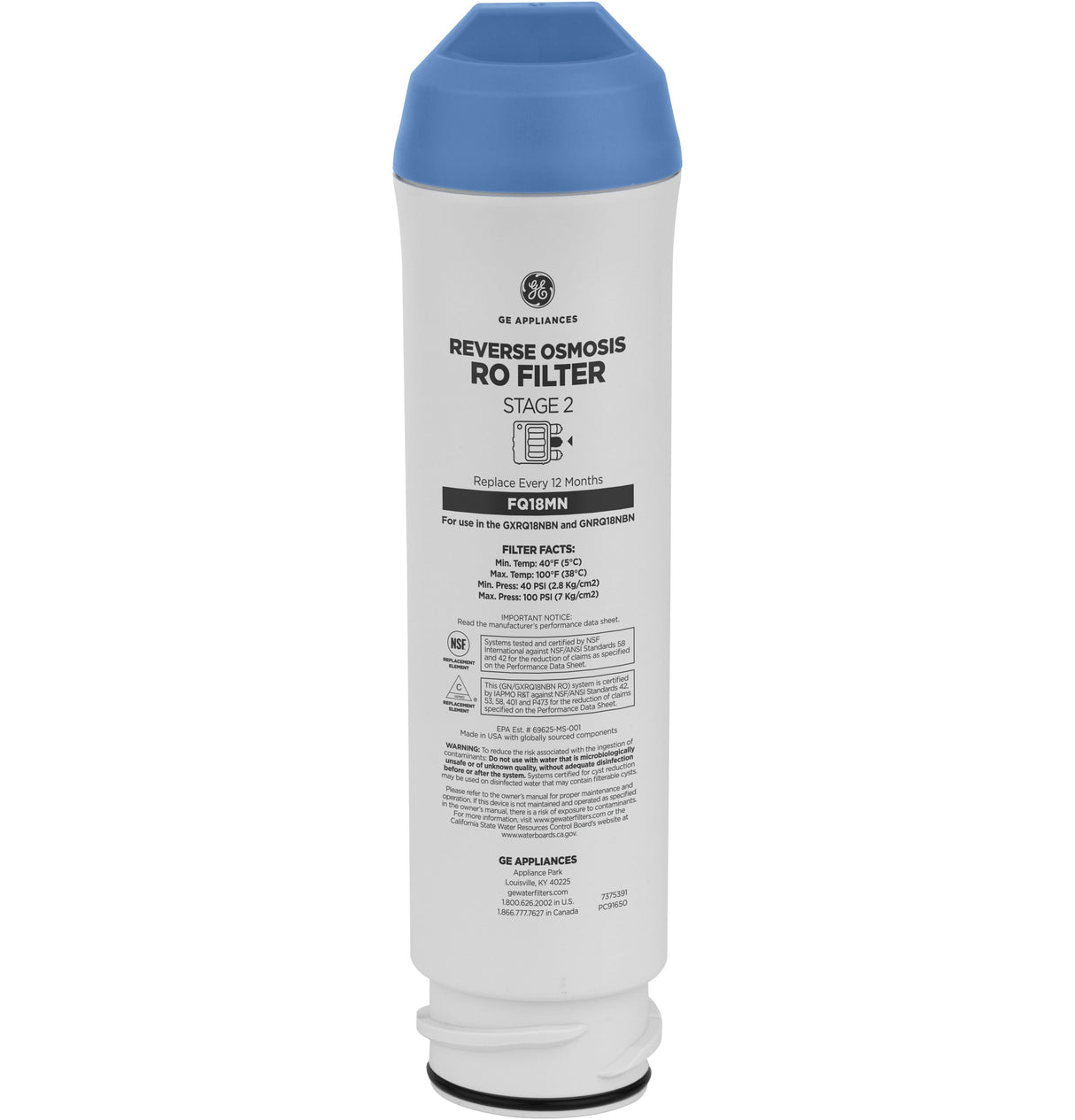 GE (GXRQ18NBN) Reverse Osmosis Water Filtration System