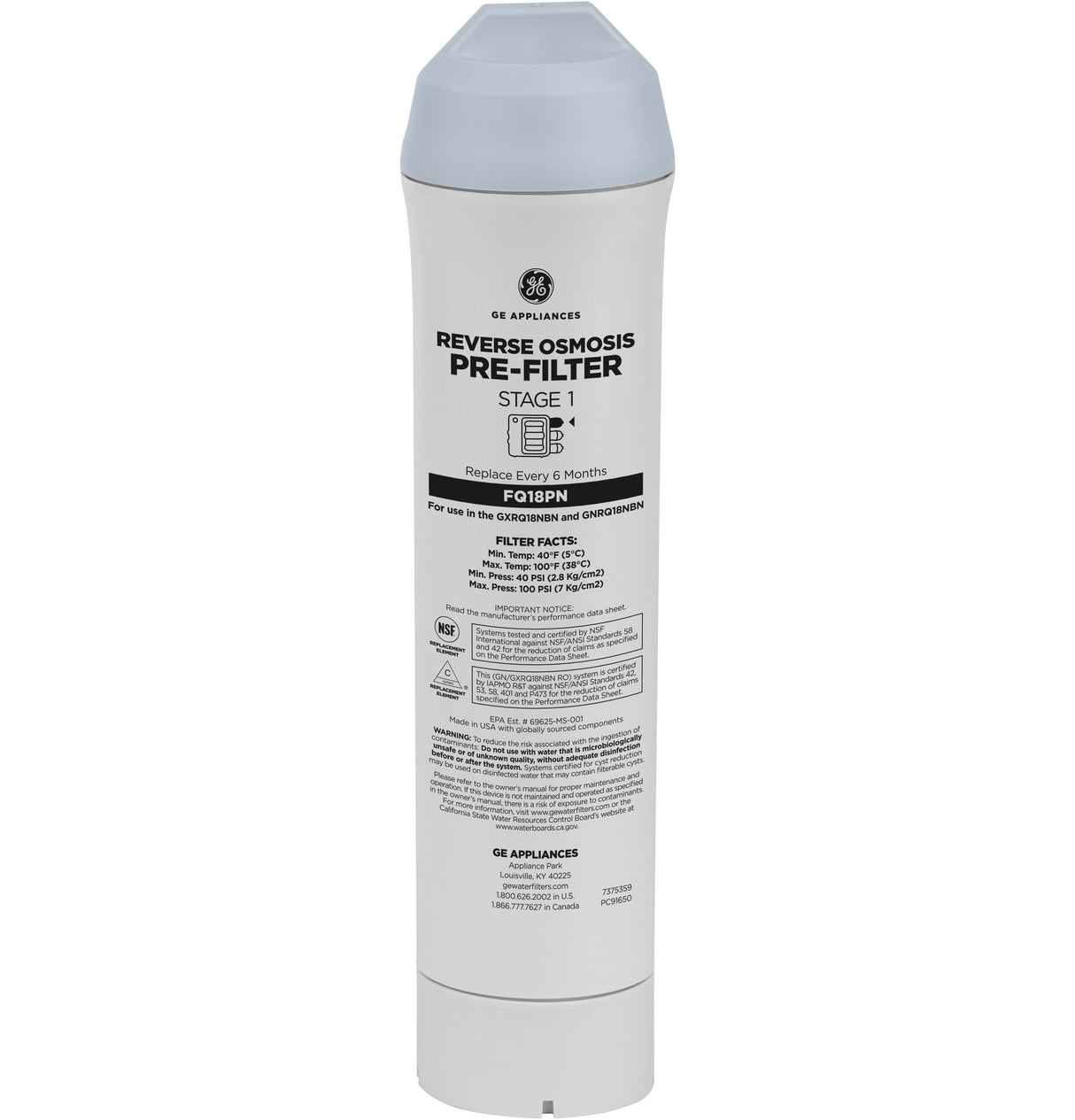 GE (GXRQ18NBN) Reverse Osmosis Water Filtration System