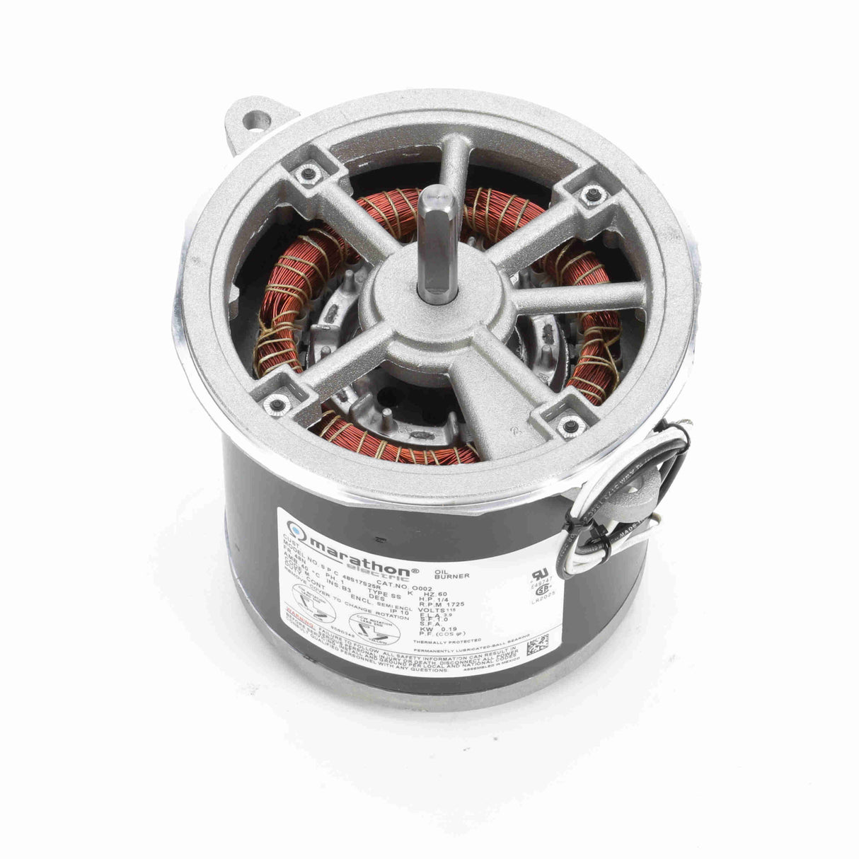 MO002 (Marathon) | Oil Burner Motor | 0.25 HP | 1 Phase | Semi Enclosed | 1725 RPM | 115 Volts