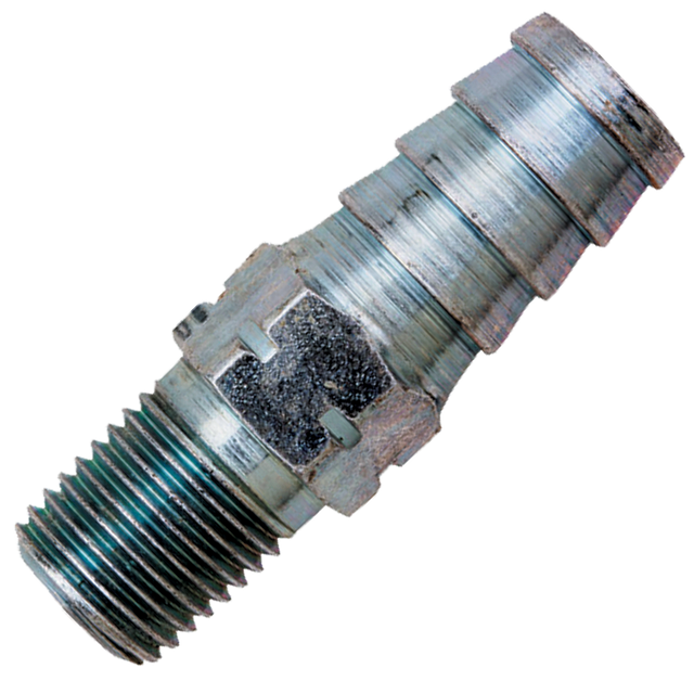 A1139 (Marshall Excelsior) Barb-Hose 1/4 Mpt X 1/2 3/32 Orf Stl