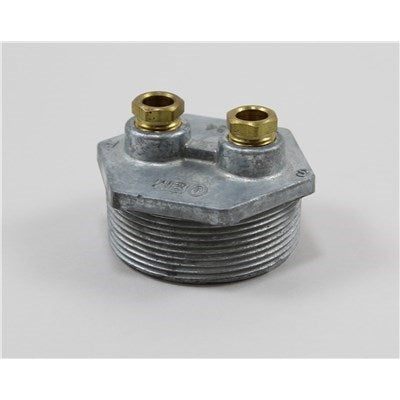 14447 (R.W. Beckett Corp) | Raised Dplx 2X 3/8X3/8 (Zinc Pl) | Duplex Tank Bushings | 3-Way Tap With Compression Union | MPT