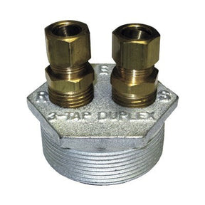 14468 (R.W. Beckett Corp) | Dplx Bushing 2X 3/8X3/8 (Zinc Pl) | Duplex Tank Bushings | 3-Way Tap With Compression Fittings | MPT