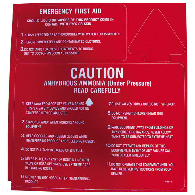 48115 (Mid America Graphics) Decal-3-Part Caution Red-White Letters