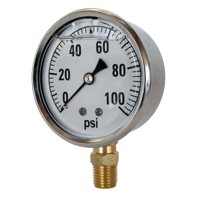4141GXB100 | Gauge-1/4 Mpt Br Btm Mt 4 Liq 0-100Psi