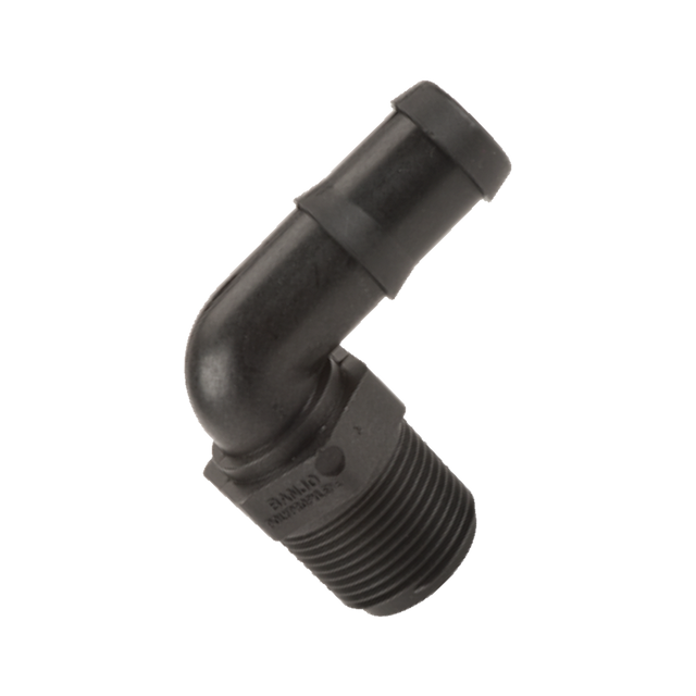 HB075-90 (Banjo) Barb-3/4 Mpt X 3/4 Hb 90Deg