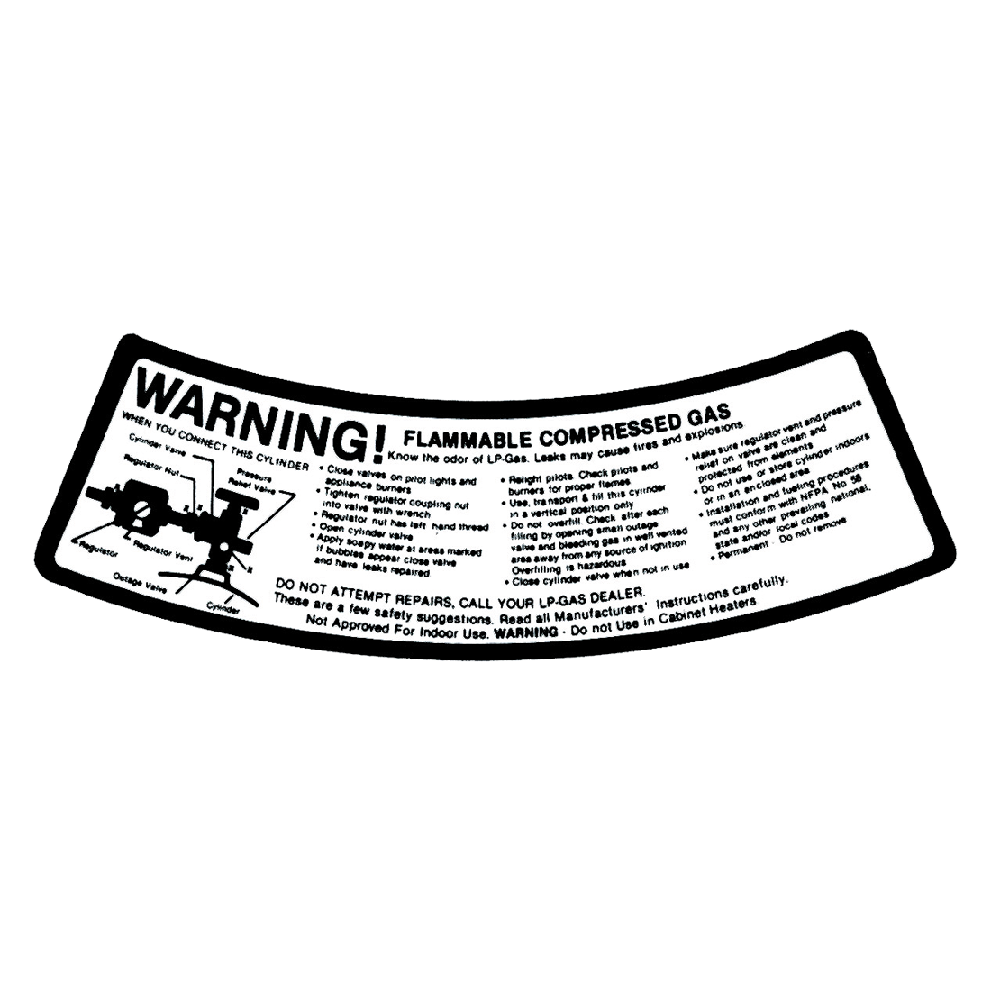 A53 (Douglass) Decal-Vinyl Lp Cyl Warning Blk On Wht