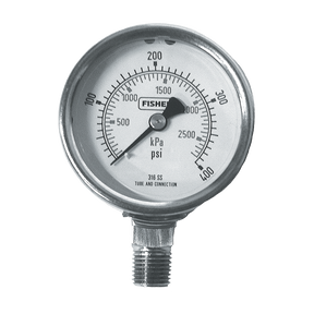 J542 (Fisher) Gauge-1/4Mpt Ss Btm Mt 2 Stl D 0-400 Psi