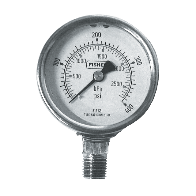 J542 (Fisher) Gauge-1/4Mpt Ss Btm Mt 2 Stl D 0-400 Psi