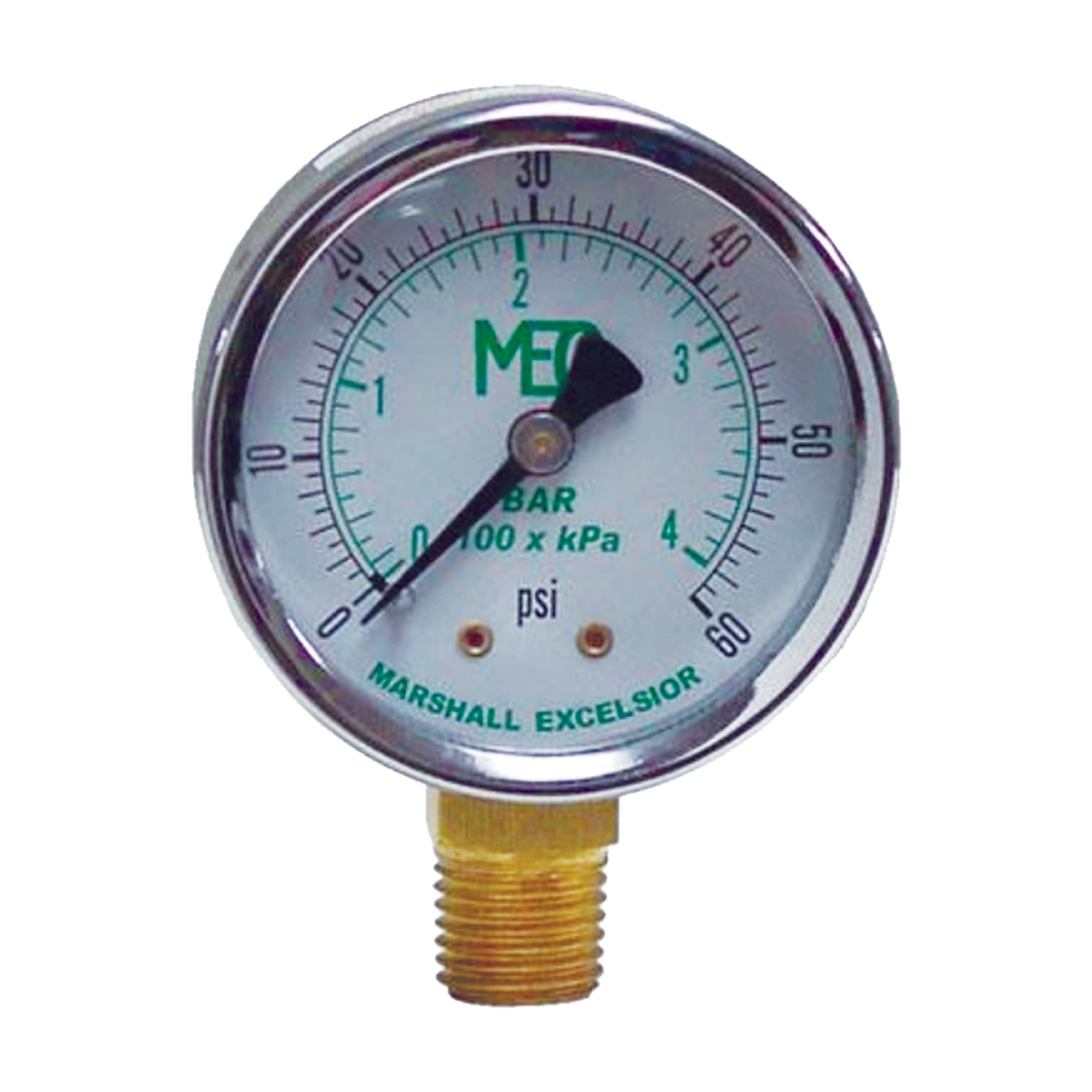 MEJ502 (Marshall Excelsior) Gauge-1/4 Mpt Br Btm Mt 2Stl Dry 0-60Psi