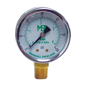 MEJ502 (Marshall Excelsior) Gauge-1/4 Mpt Br Btm Mt 2Stl Dry 0-60Psi