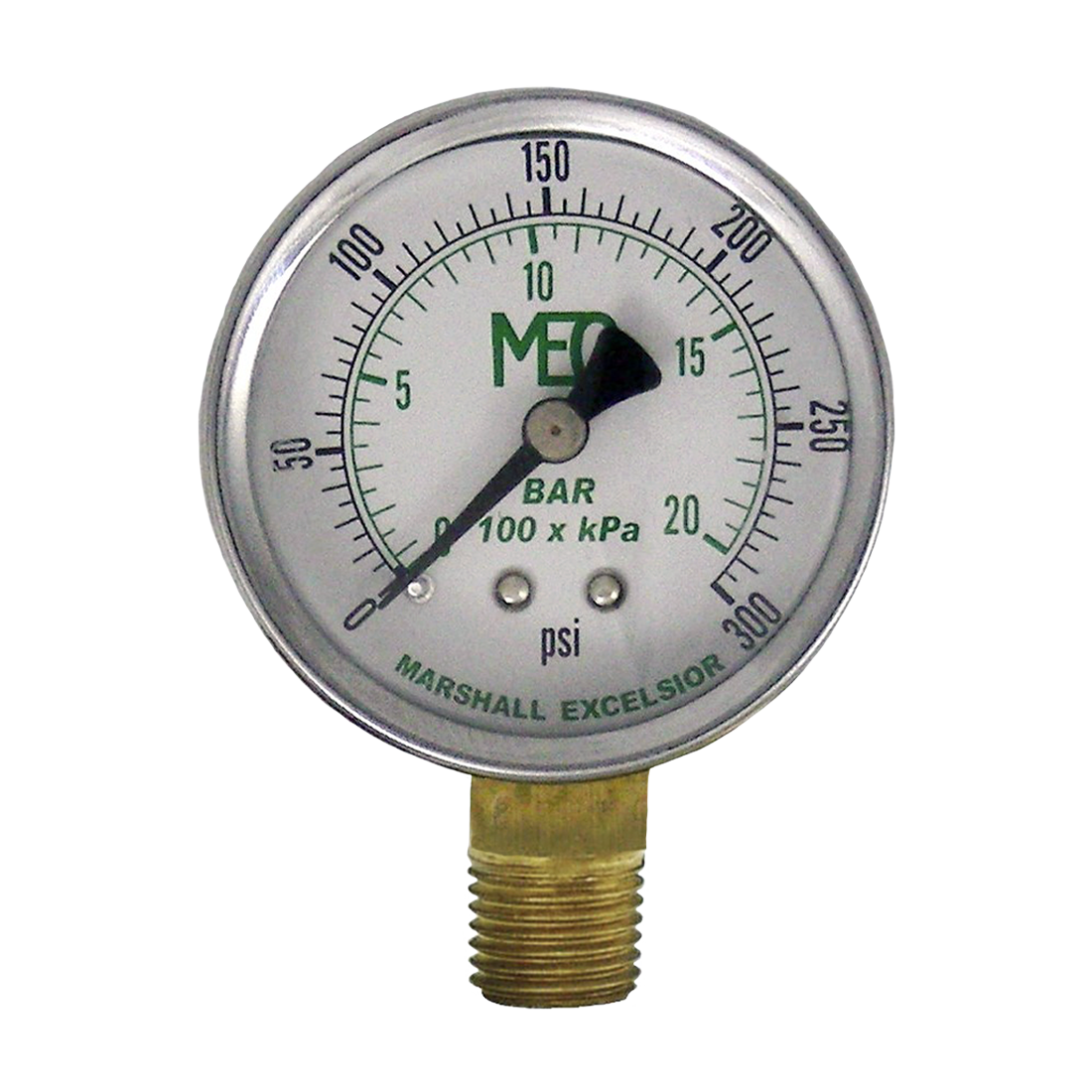 MEJ600-02 (Marshall Excelsior) Gauge-1/4 Mpt Br Btm Mt 2 Stl 0-300 Psi